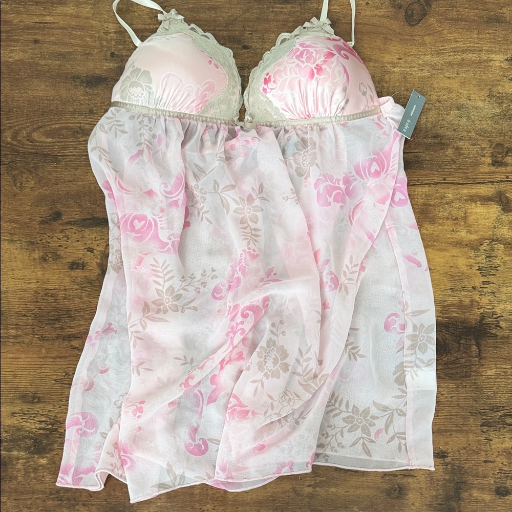 Apt. 9 Floral Lace Chemise - Pink and Cream